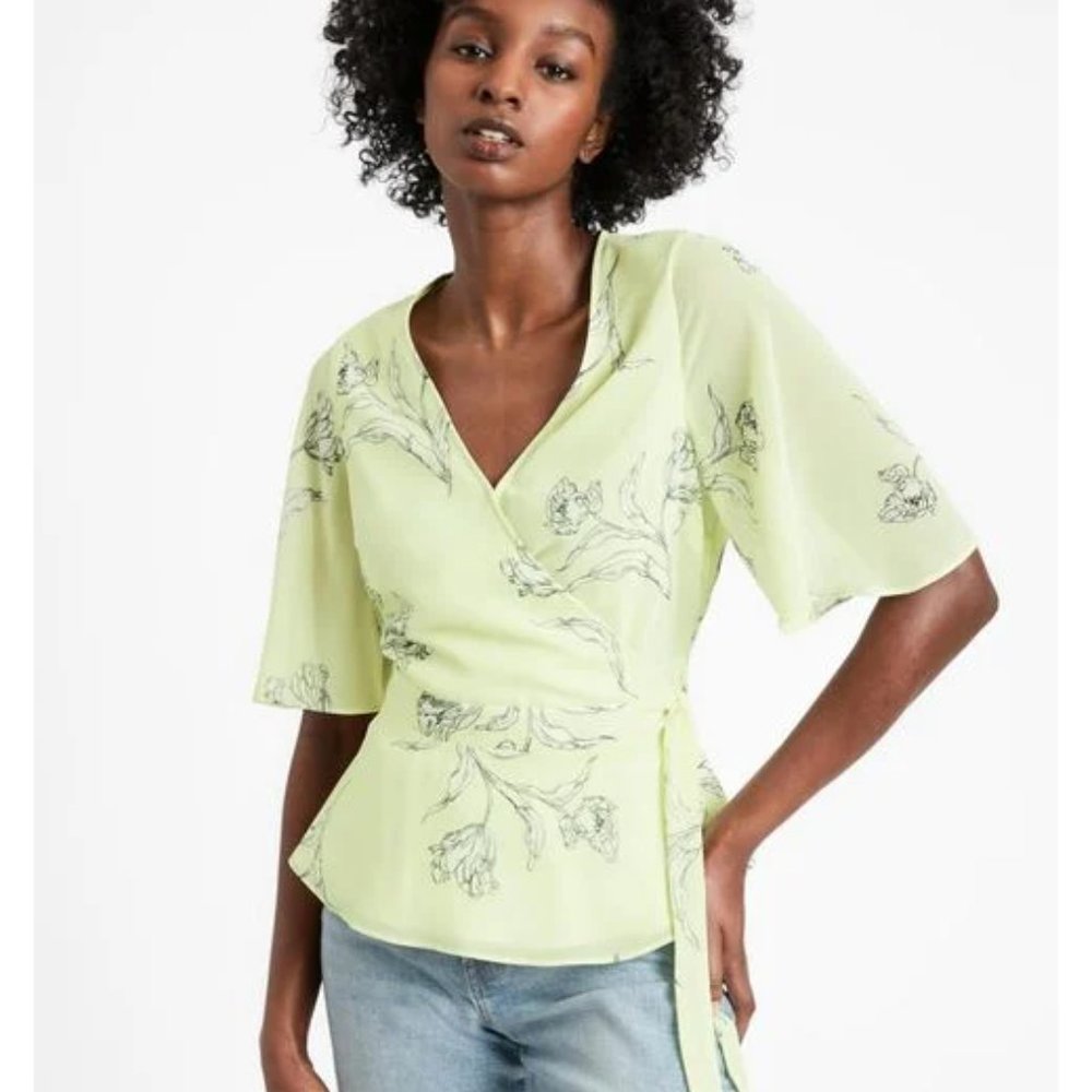 NWT Banana Republic Short Sleeve Wrap Kimono Blouse XS